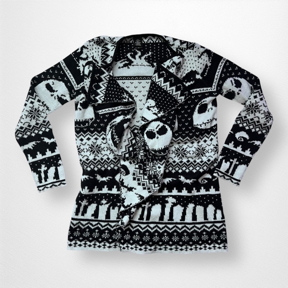 Disney Nightmare Before Christmas Jack Skellington Knit Sweater Cardigan S/M